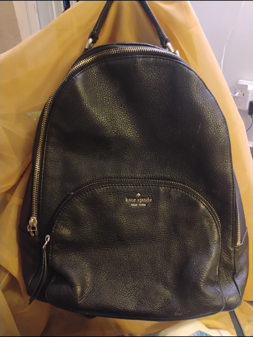 Kate Spade Black Leather Backpack - Sleek Everyday Bag For Men Or Women.